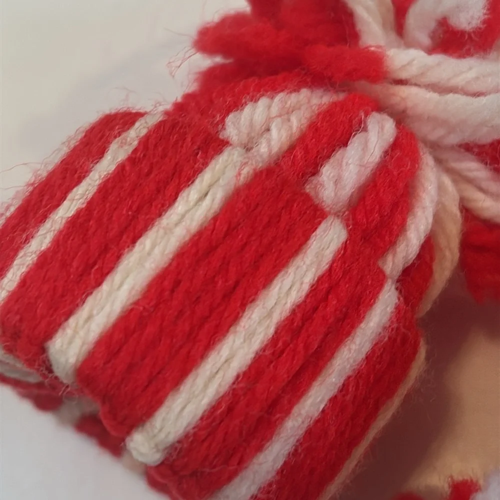 Handmade Yarn ornaments Vintage 80s Red and White Christmas Ornaments Craft Fair